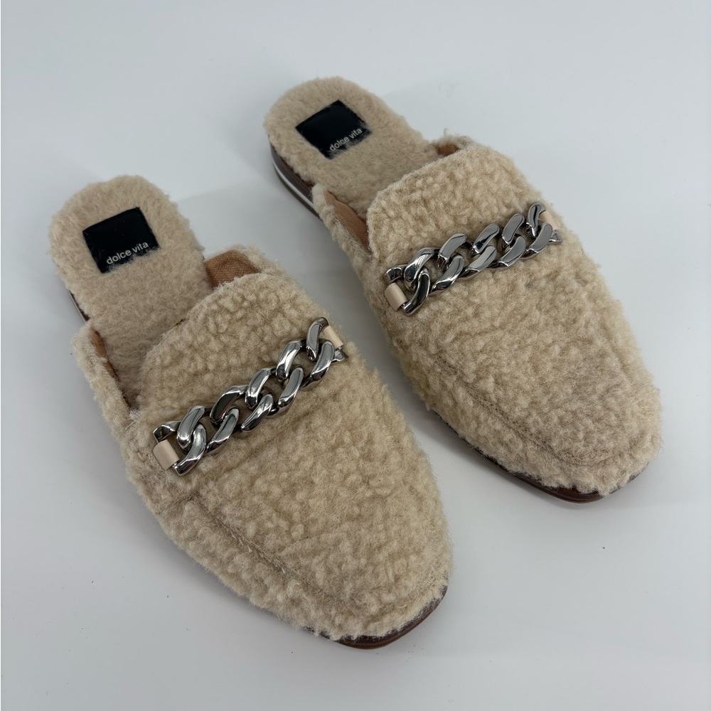 Dolce Vita Pela Chain Sherpa Slip-on Mule Flats - Picture 9 of 10